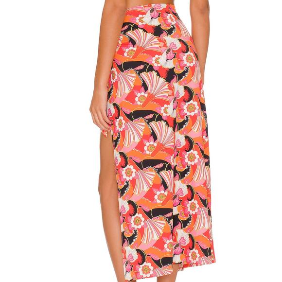 Ronny Kobo Floral Midi Wrap Skirt SMALL Sarong Slit Designer Vacation $228 NEW - Picture 3 of 8